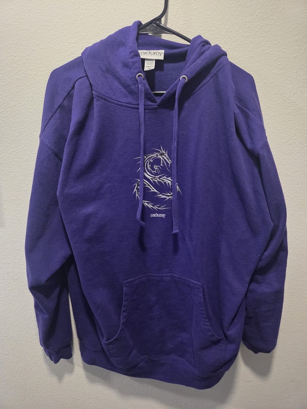 Men's Purple Graphic Hoodie - Pullover with Drawstring
